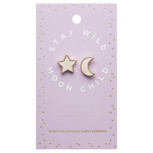 Stay Wild Moon Child Stud Earrings | Mismatched Moon and Star Earrings – Trendy Drop 2025 Edition