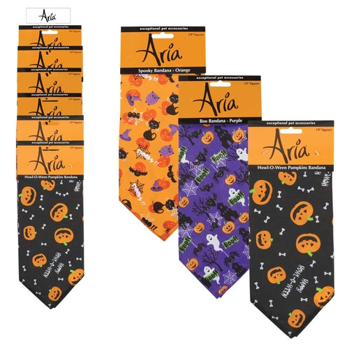 12-Pack Halloween Cotton Blend Bandanas - 19" x 19"