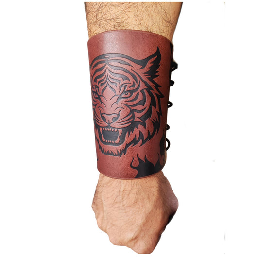 Tiger Bracelet Bracer Pu Leather Cuff Medieval Halloween Costume men