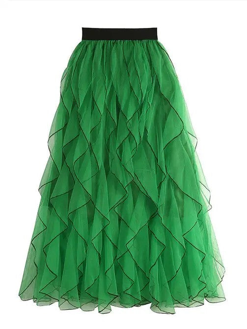 Ruffle midi skirt