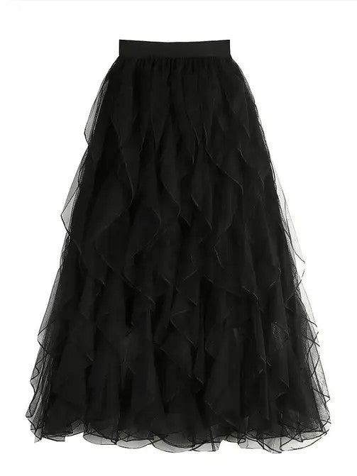 Ruffle midi skirt