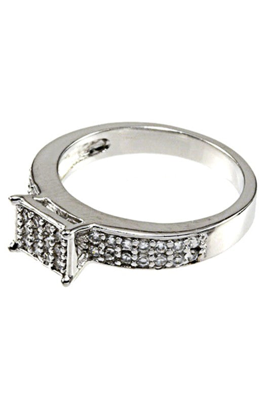 Cubic Zirconia Square Micro Setting Ring
