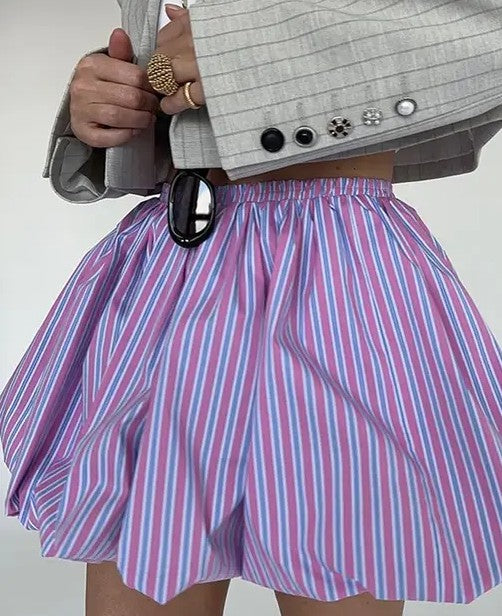 Striped Bubble Mini Skirt