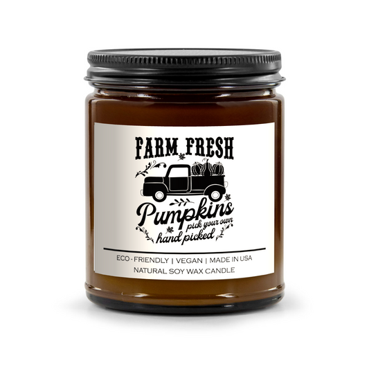 Farm fresh pumpkins pick your own hand picked Candle