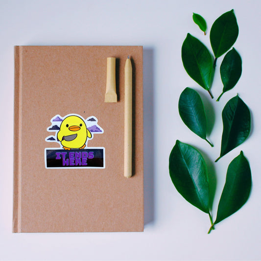 Knife Duck It Ends Here Sticker | Yellow Duck 90s Video Game Inspired