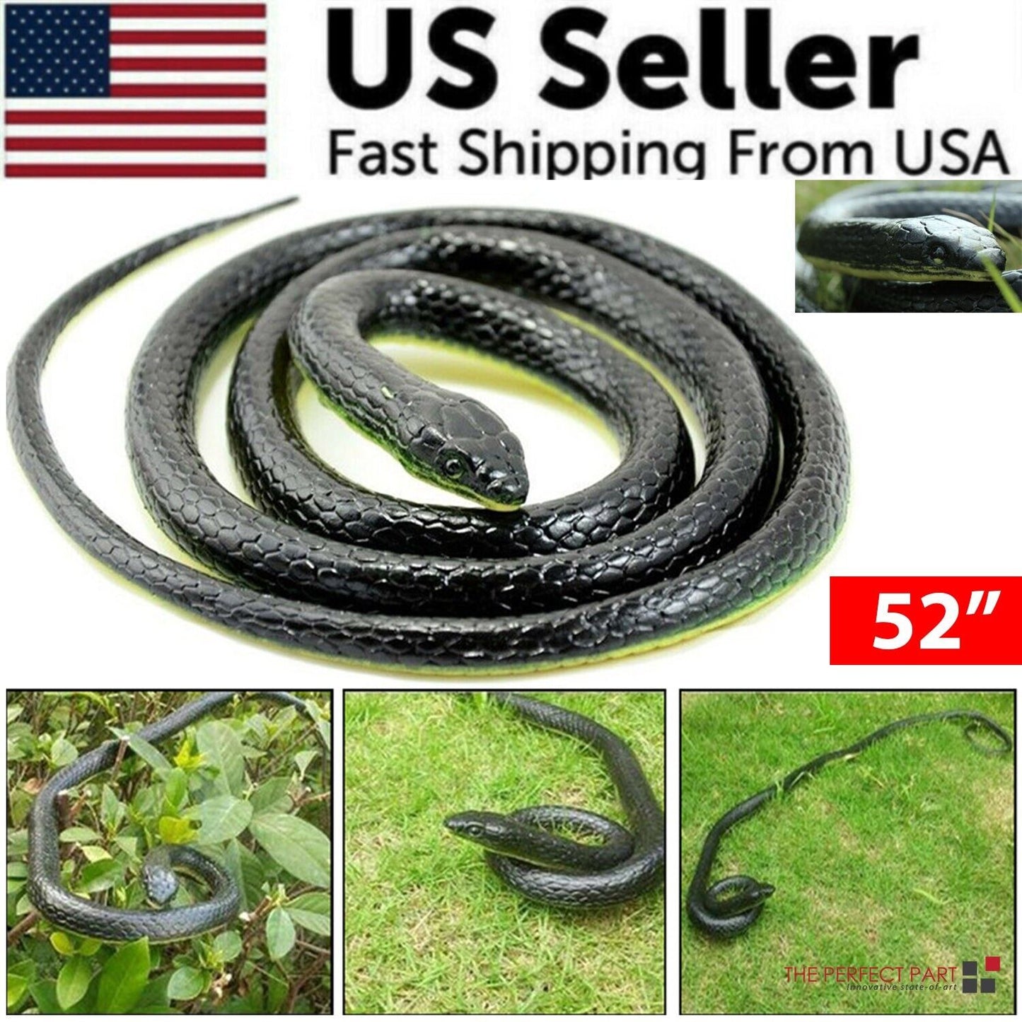 Fake Realistic Snake Lifelike Real Scary Rubber Toy Prank Party Joke