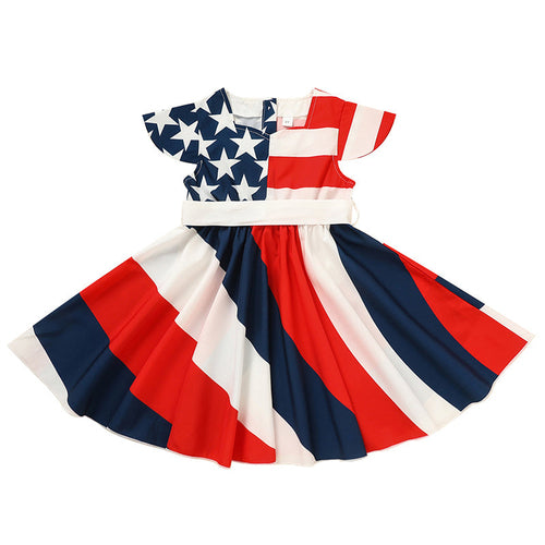 Toddler Girls' Independence Day Dress Red White & Blue Stripes And