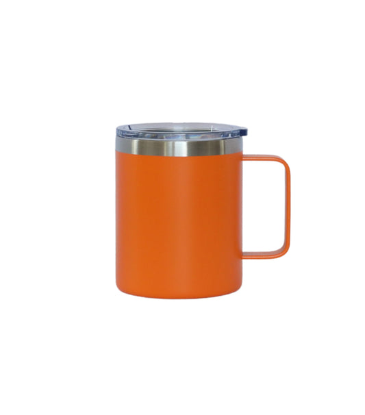 12 Oz Stainless Steel Travel Mug with Handle - Orange