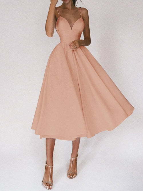 Sexy V-neck Suspender Dress Summer Fashion A-Line Long Dresses For