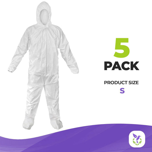 Disposable Coveralls for Men & Women Small 5 Pack AMZ Medical Supply