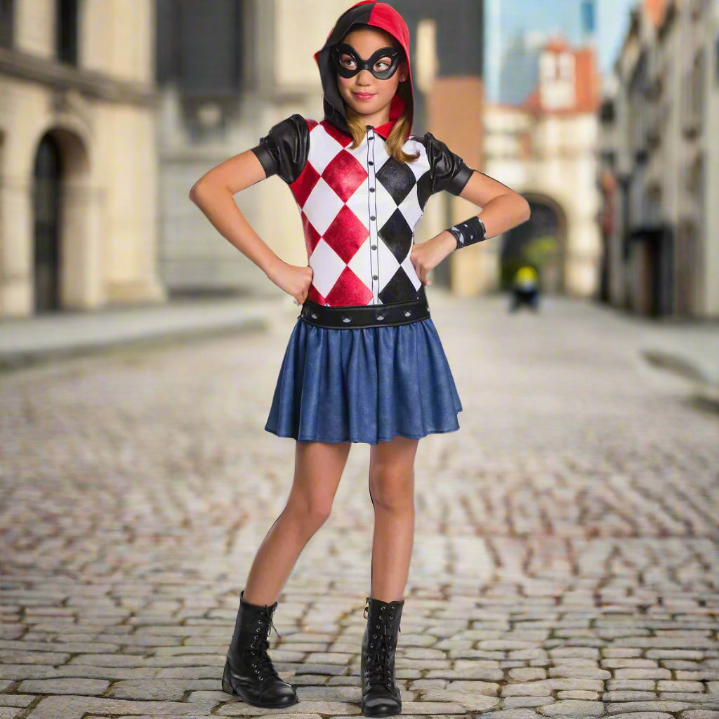 Dc Super Hero Girls Harley Quinn Hoodie Dress Rubies 278921 Halloween
