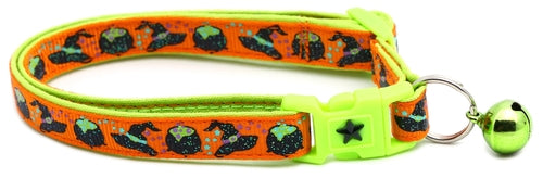 Witches Brew on Orange and Green Cat Collar