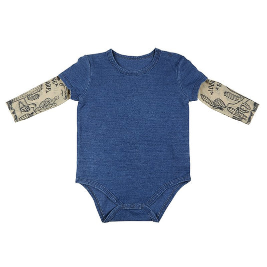 Cactus Tattoo Snapshirt Baby Bodysuit in Blue | Unisex Infant Size