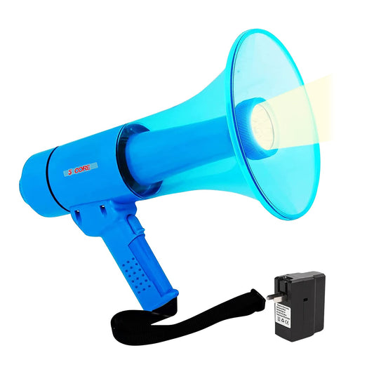 5Core Megaphone Bullhorn Speaker w Siren LED Light Adjustable Volume
