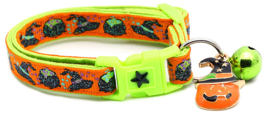 Witches Brew on Orange and Green Cat Collar