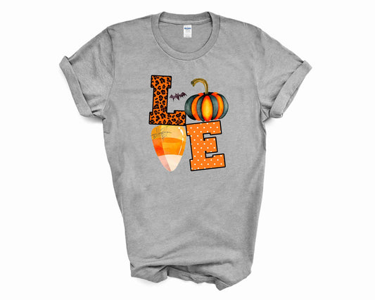 LOVE Halloween Graphic Tee - Grey – Trendy Drop 2025 Edition