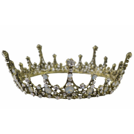 Moonlight Ice Queen Royalty Crown Tiara in Opal and Champagne Gold or