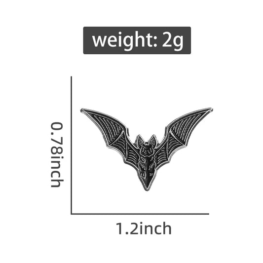 2pcs Bat Enamel Pins Gothic Punk Witch Halloween Brooch Collar Badge