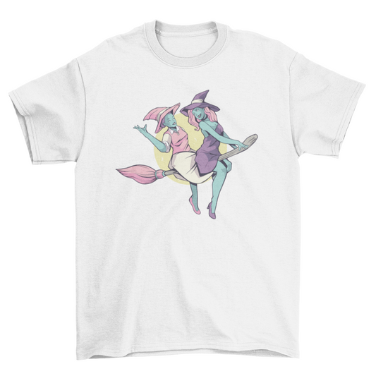 Flying witches halloween t-shirt