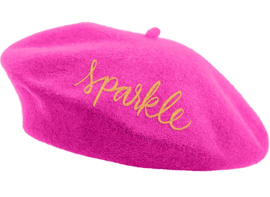 Embroidered Berets in 5 Fun Colors and Sayings | Wool and Nylon
