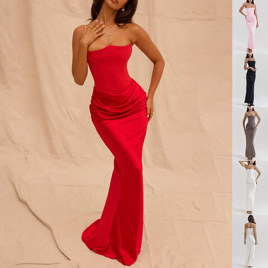 Slim Tube Top Long Dress Sexy Fashion Bandeau Backless Party Evening