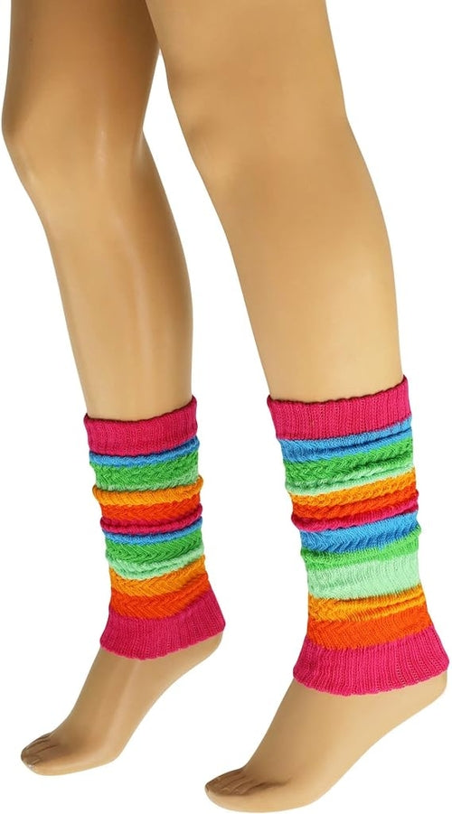 1 Pair Women's Colorful Cotton Knitted Leg Warmers 21 Inches Soft and