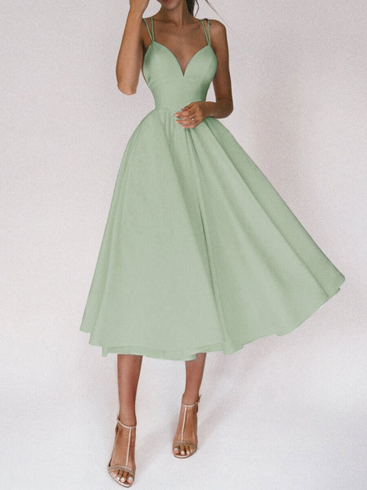 Sexy V-neck Suspender Dress Summer Fashion A-Line Long Dresses For