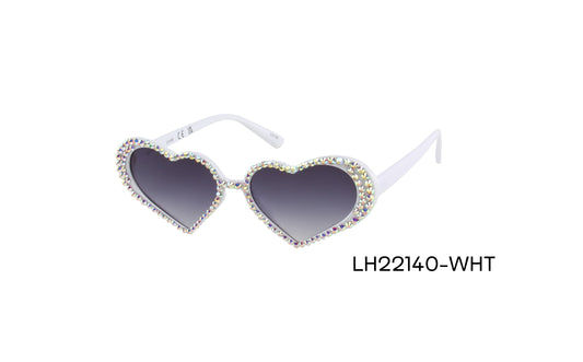 Heart White Rhinestone Woman Sunglasses