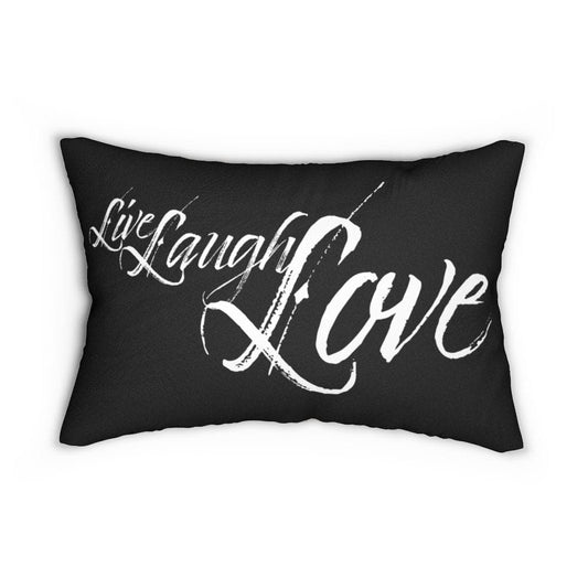Decorative Lumbar Throw Pillow - Live Laugh Love - Beige Black