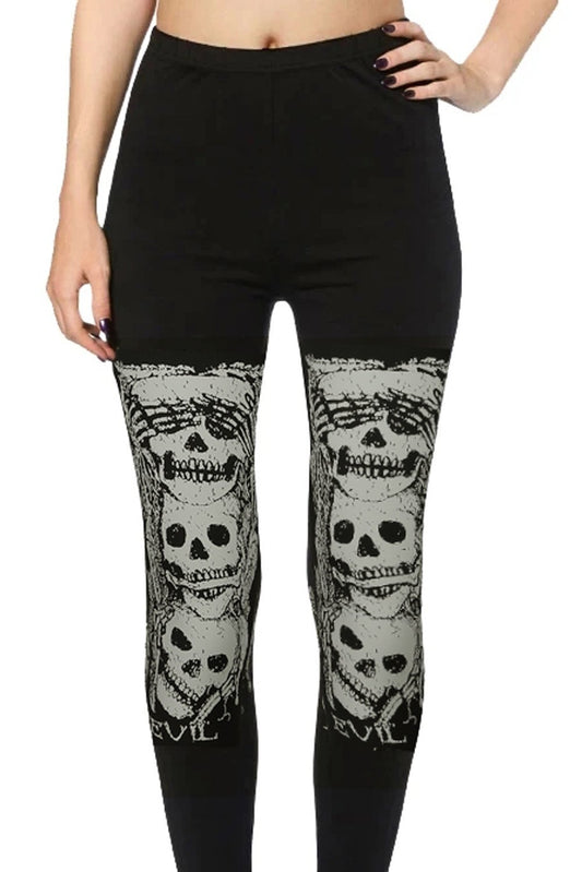 High Waist Skull Print Halloween Leggings