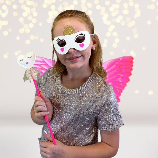 Fairy Princess Pretend Play Set with Wand, Costume Mask, Wings, and