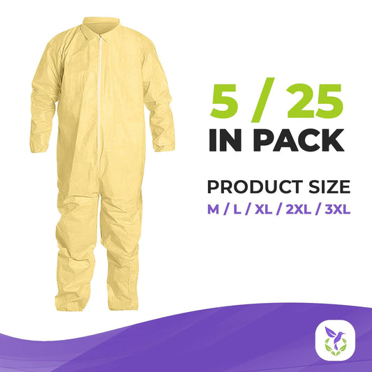 AMZ Medical Supply Disposable Coveralls for Men Women Large. 5 Pack