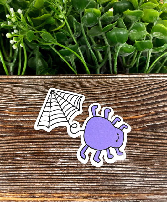 Cute Spider and Web, Die Cut Sticker, Graphic Art Sticker, Vinyl, ,