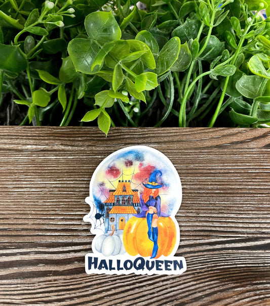 Beautiful Halloqueen Scene, Die Cut Vinyl Sticker, Boho Fun, Water
