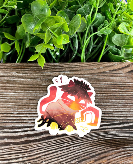 Halloween Orange Cat w/ Robes, Die Cut Vinyl Sticker, Boho Fun, Water