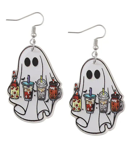 Halloween Acryl Ghost earrings with bubble tea – Trendy Drop 2025 Edition