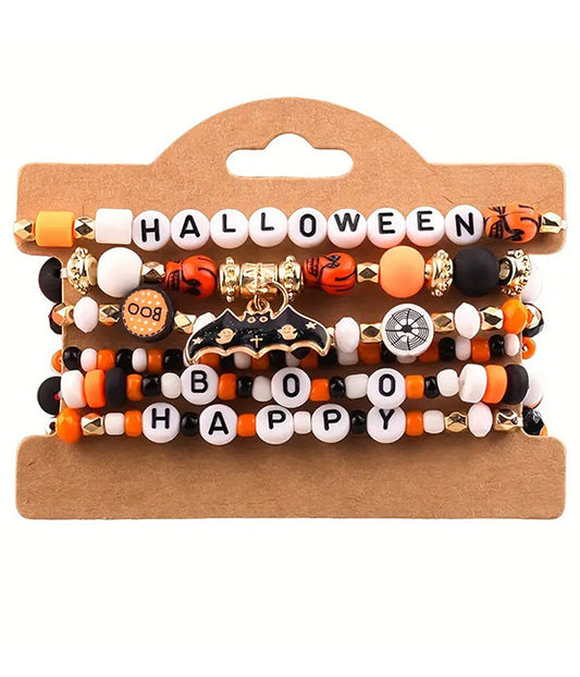 HALLOWEEN THEME MIX CLAY BEAD 6 STRETCH BRACELET SET - BAT – Trendy Drop 2025 Edition