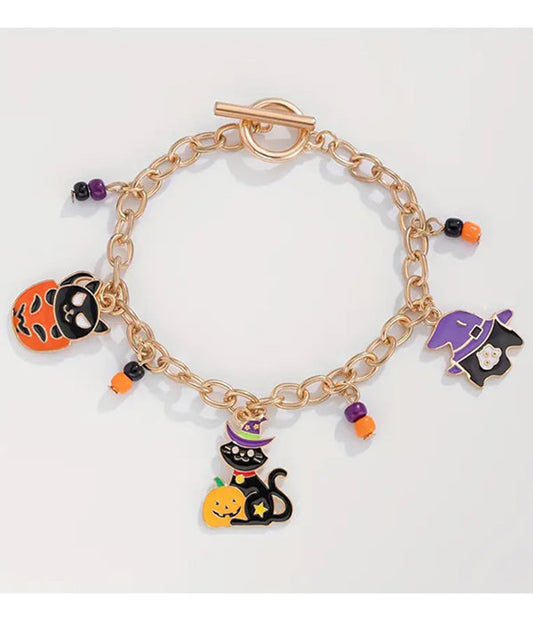 HALLOWEEN THEME MULTI CHARM DANGLE TOGGLE BRACELET – Trendy Drop 2025 Edition