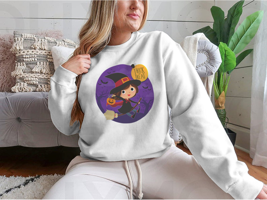 Cute Witch On Broom Vector Cartoon Illustration Shirt Design