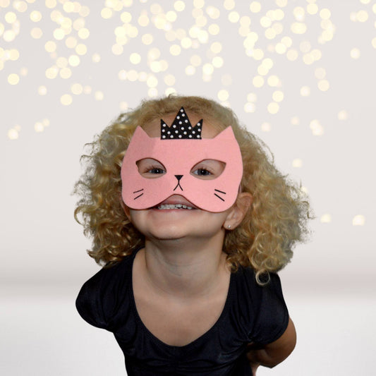 Pink Princess Kitty Cat Felt Costume Mask