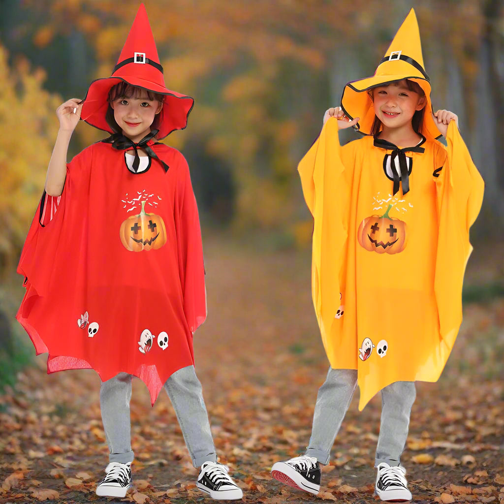 Halloween Witch Cosplay Costume Pumpkin Cloaks With Hats